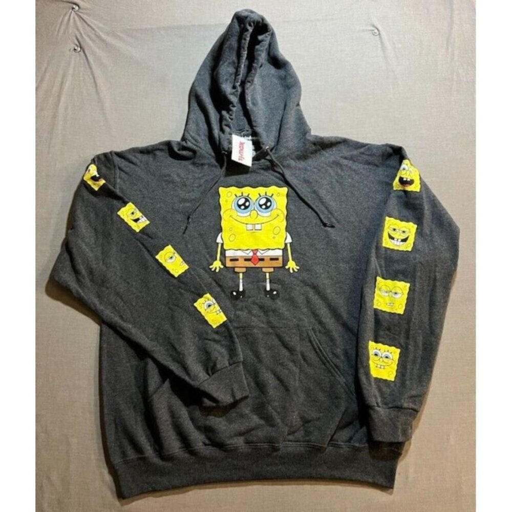 Nickelodeon Sweater‎ Adult Large Gray Pullover Long Sleeves Hoodie Mens.